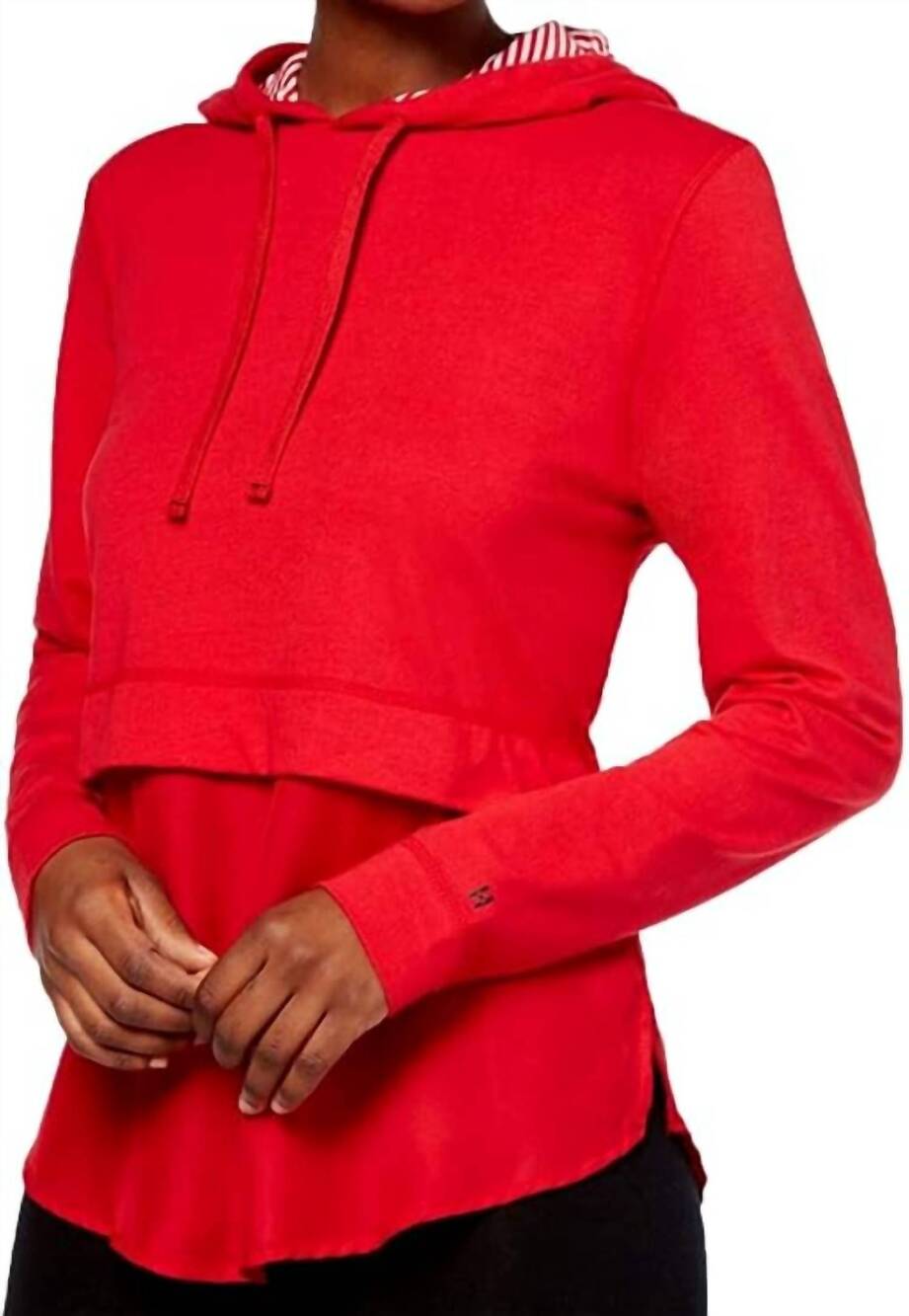 NEW HUE sleepwear layered look shirttail hoodie in cupid